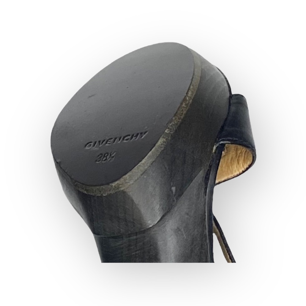 new Givenchy ༄ Cross Strap Wood Platform Sandals ༄ Black Leather ༄ 38.5 8M 8.5M - Picture 11 of 16